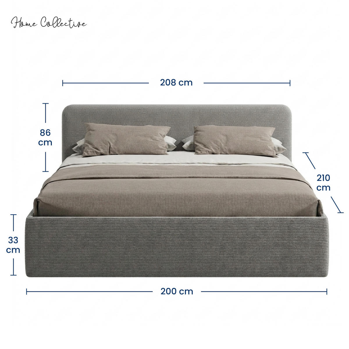 POSLTERBETT 200x200 cm in Grau - Grau, Holzwerkstoff/Textil (200/200cm) - Home Collective