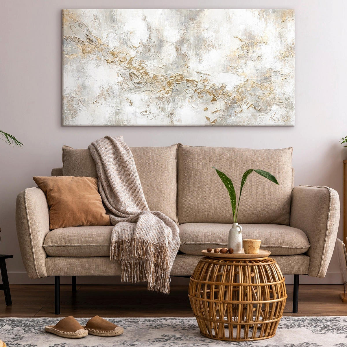 GEMÄLDE Geschichte auf Keilrahmen 100x50 cm - Goldfarben, Holz (100/50cm) - YS-art gallery