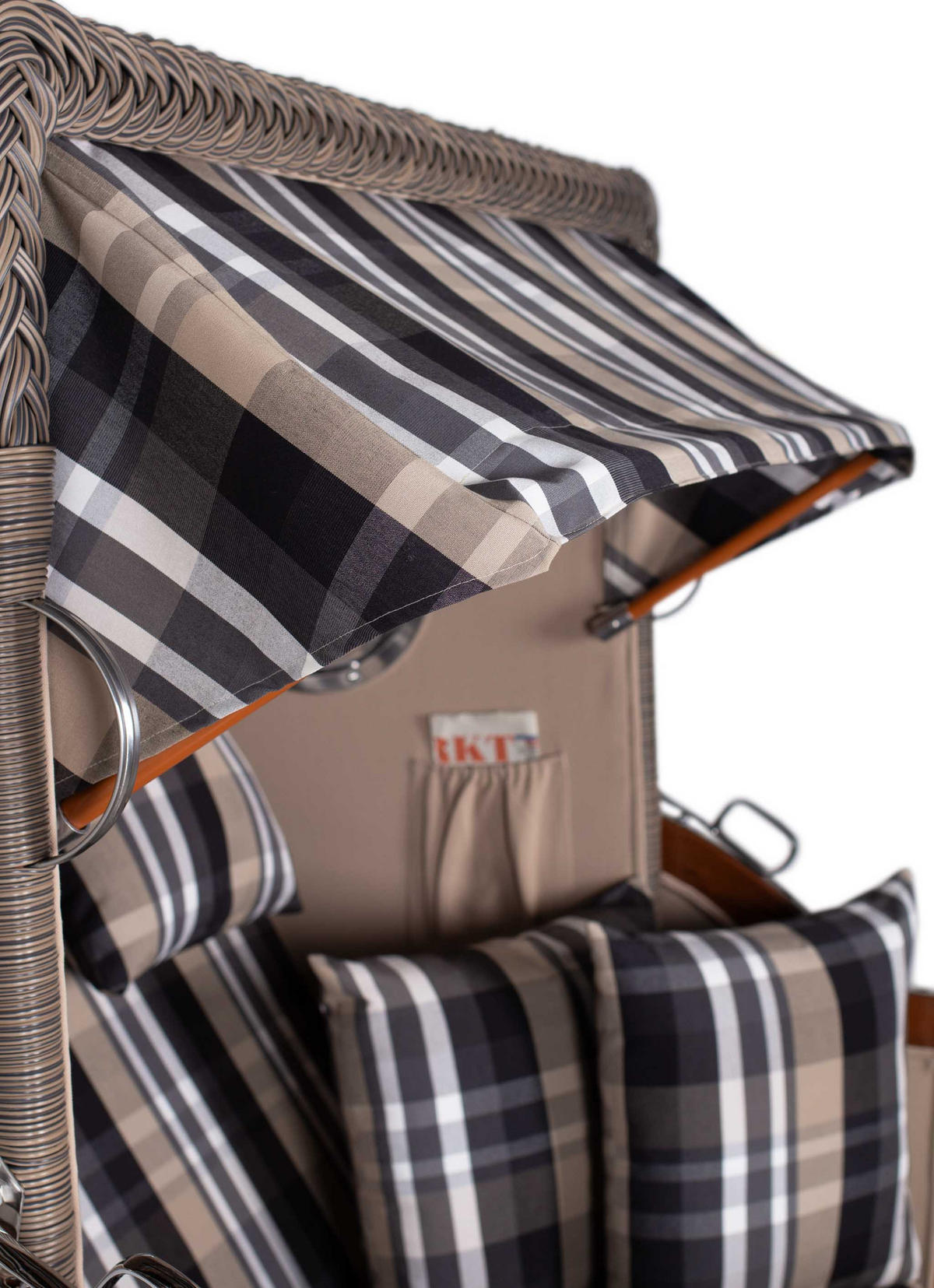STRANDKORB 2-Sitzer Düne Mahagoni 583 - Beige/Schwarz, Holz (125/170/80cm) - Mr. Deko