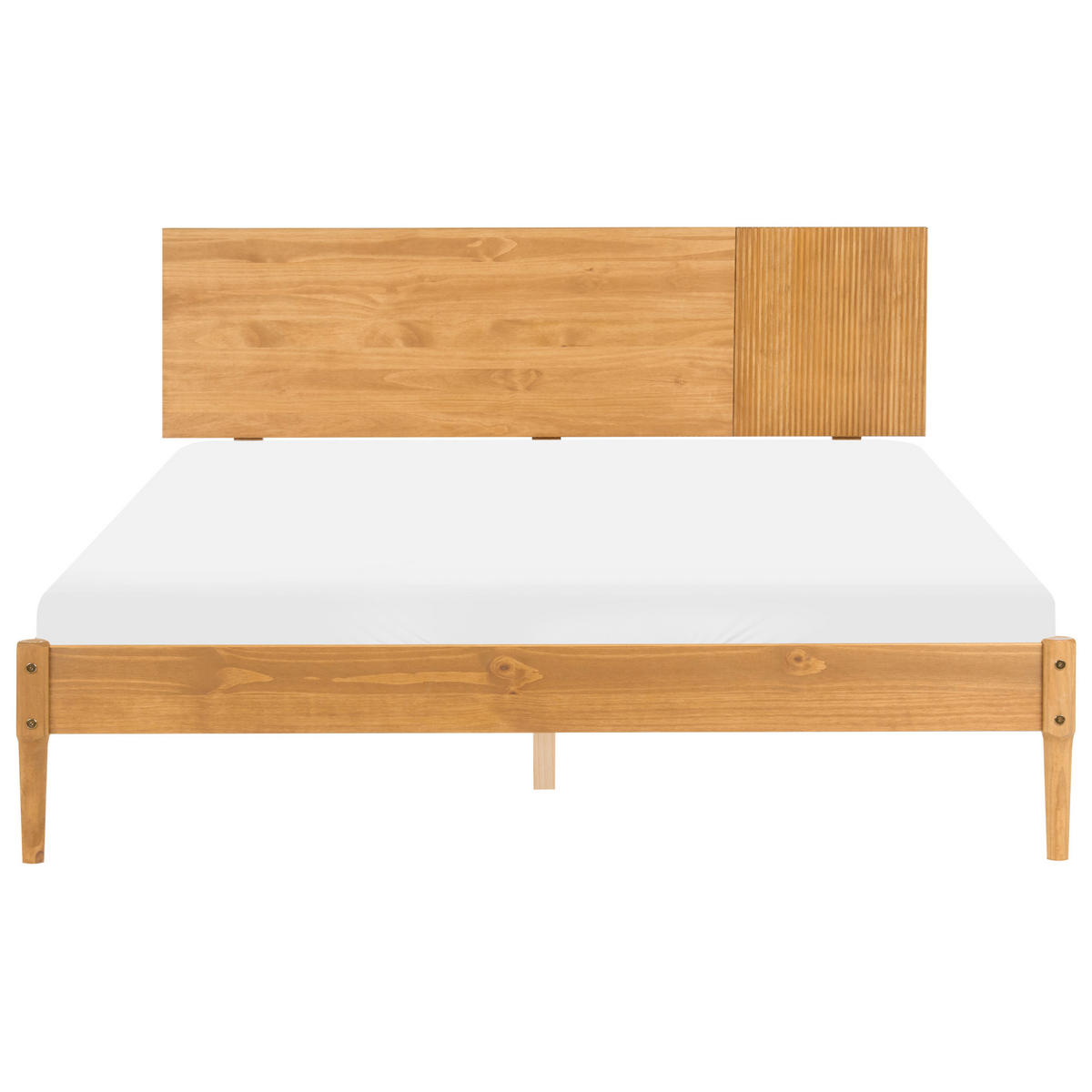 SPALNI KOMPLET borov les 160/200 cm svetlo rjava Flavignac - svetlo rjava/rjava, les (160/200cm) - Beliani
