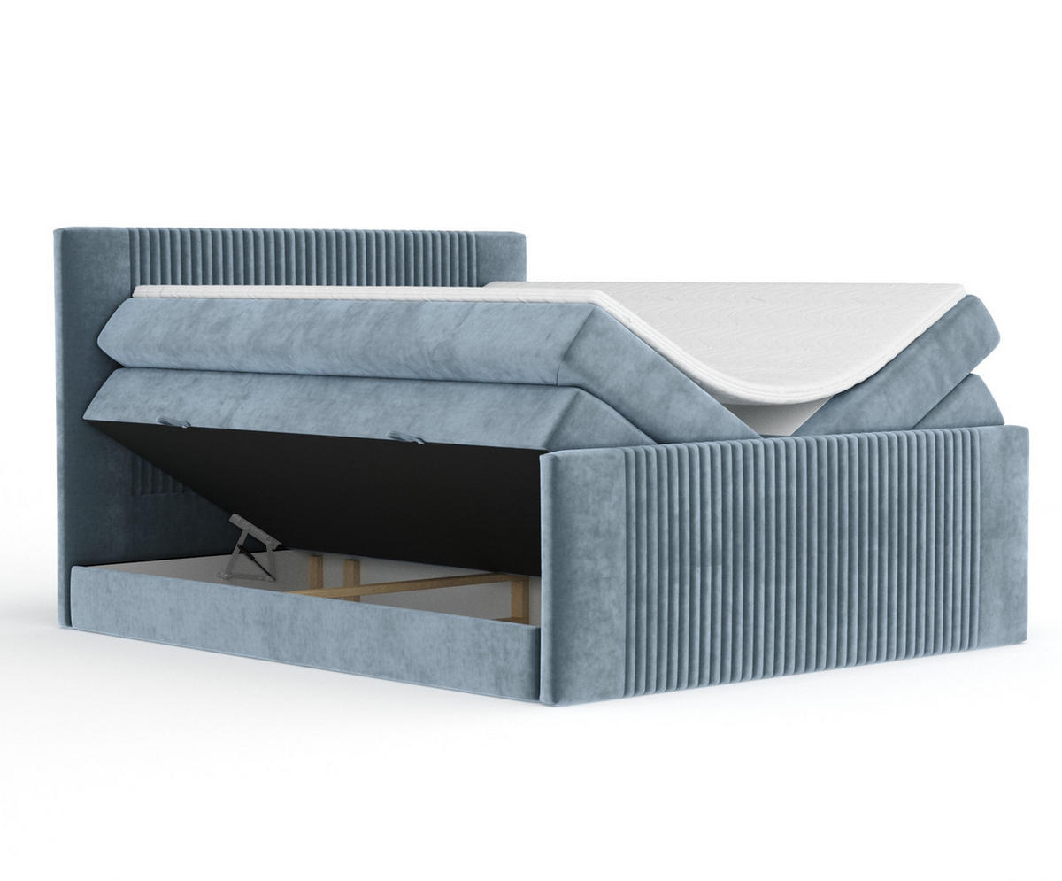 BOXSPRINGBETT Bergamo Blau Grau 140/200 cm - Blaugrau/Schwarz, Holz/Holzwerkstoff (140/200cm) - Maison de Reve