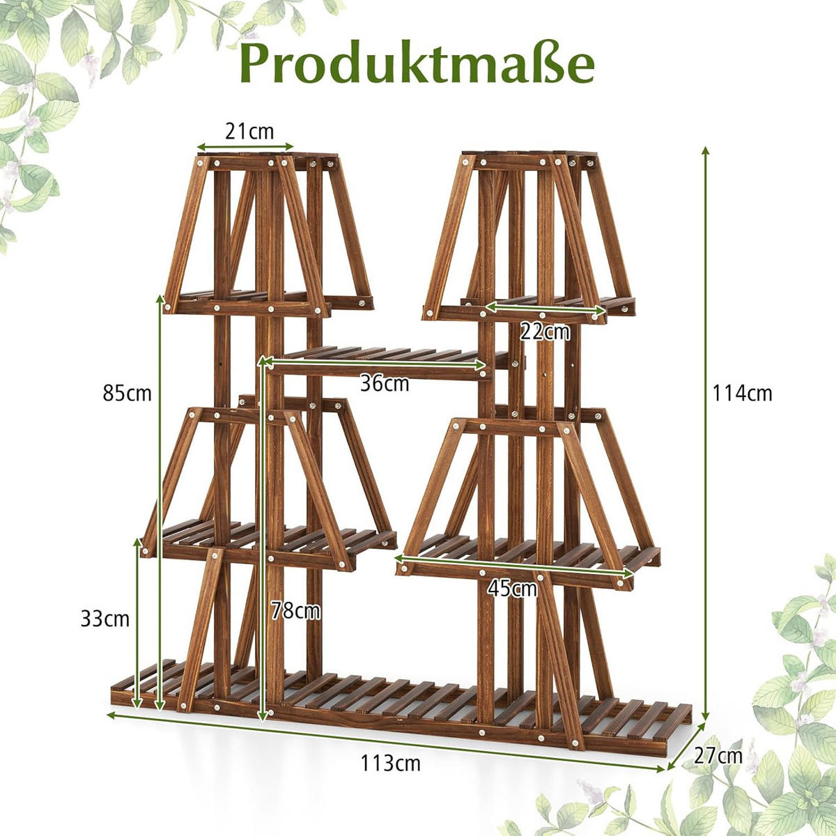PFLANZENTREPPE Braun - Braun, Holz (27/114/113cm) - COSTWAY