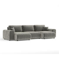 PANORAMASOFA Zanzibar Grau Samtstoff - Schwarz/Grau, Holz/Holzwerkstoff (325/79/144cm) - Maison de Reve