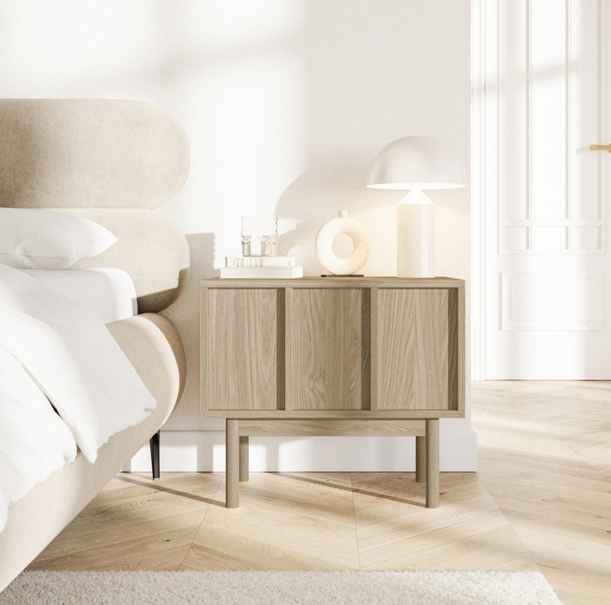 NACHTTISCH Neksto Eichenholzoptik 58 cm - Beige, Holz/Holzwerkstoff (57.9/50/40cm) - Selsey