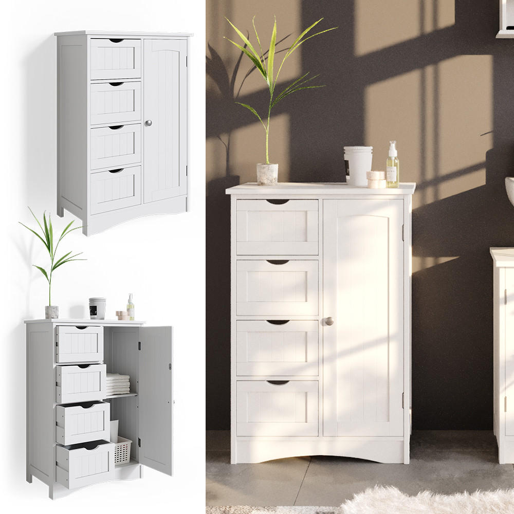 BADSCHRANK Bianco Weiß 55 x 81 cm - Weiß, Holzwerkstoff (55/81/30cm) - Vicco