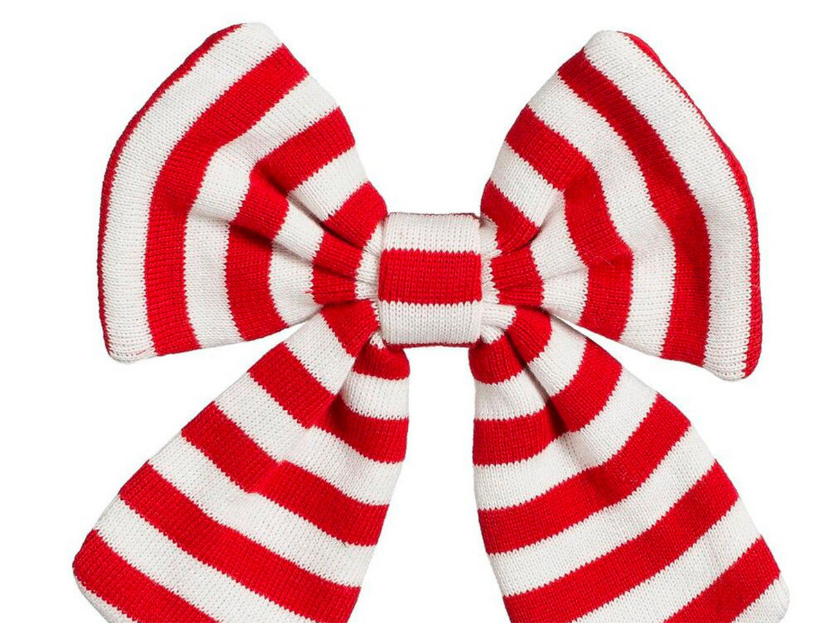 SCHLEIFE mit roten und weißen Streifen 20 cm - Rot/Weiß, Kunststoff/Textil (20/17/2.5cm) - LAALU