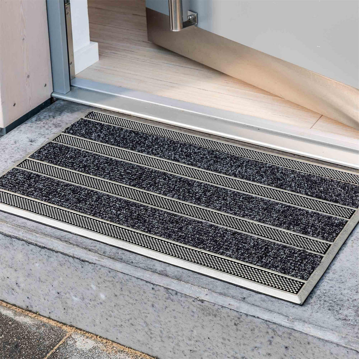 FUSSMATTE FÜR INNEN UND AUßEN RUBBER PIN - Schwarz, Kunststoff (45/75cm) - Astra