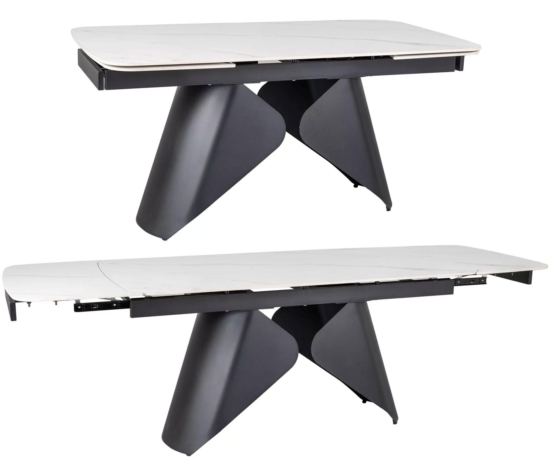 ESSTISCH Armando Weiß Marmor / Schwarz 160-240 / 90 / 76cm - Schwarz/Weiß, Holz/Keramik (90/240/76cm) - Feldmann-Wohnen