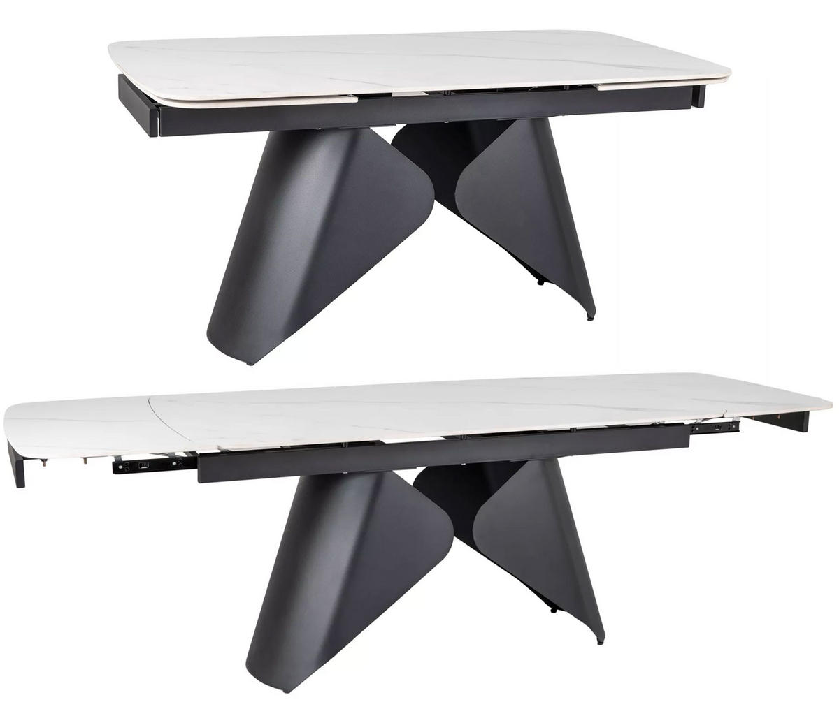 ESSTISCH Armando Weiß Marmor / Schwarz 160-240 / 90 / 76cm - Schwarz/Weiß, Holz/Keramik (90/240/76cm) - Feldmann-Wohnen