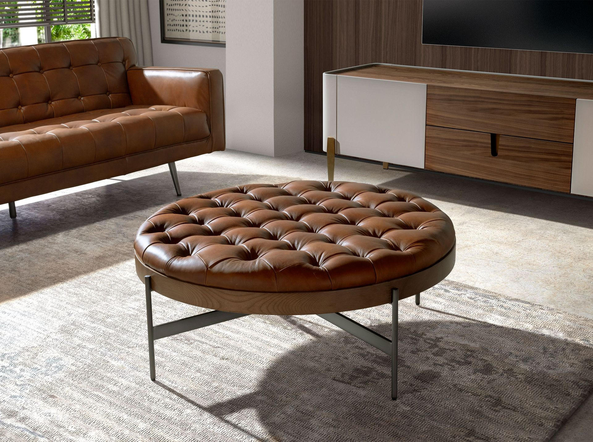 COUCHTISCH rund Dunkelbraun Dunkler Stahl 100/100/40 cm - Braun, Holzwerkstoff/Metall (100/100/40cm) - ANGEL CERDA