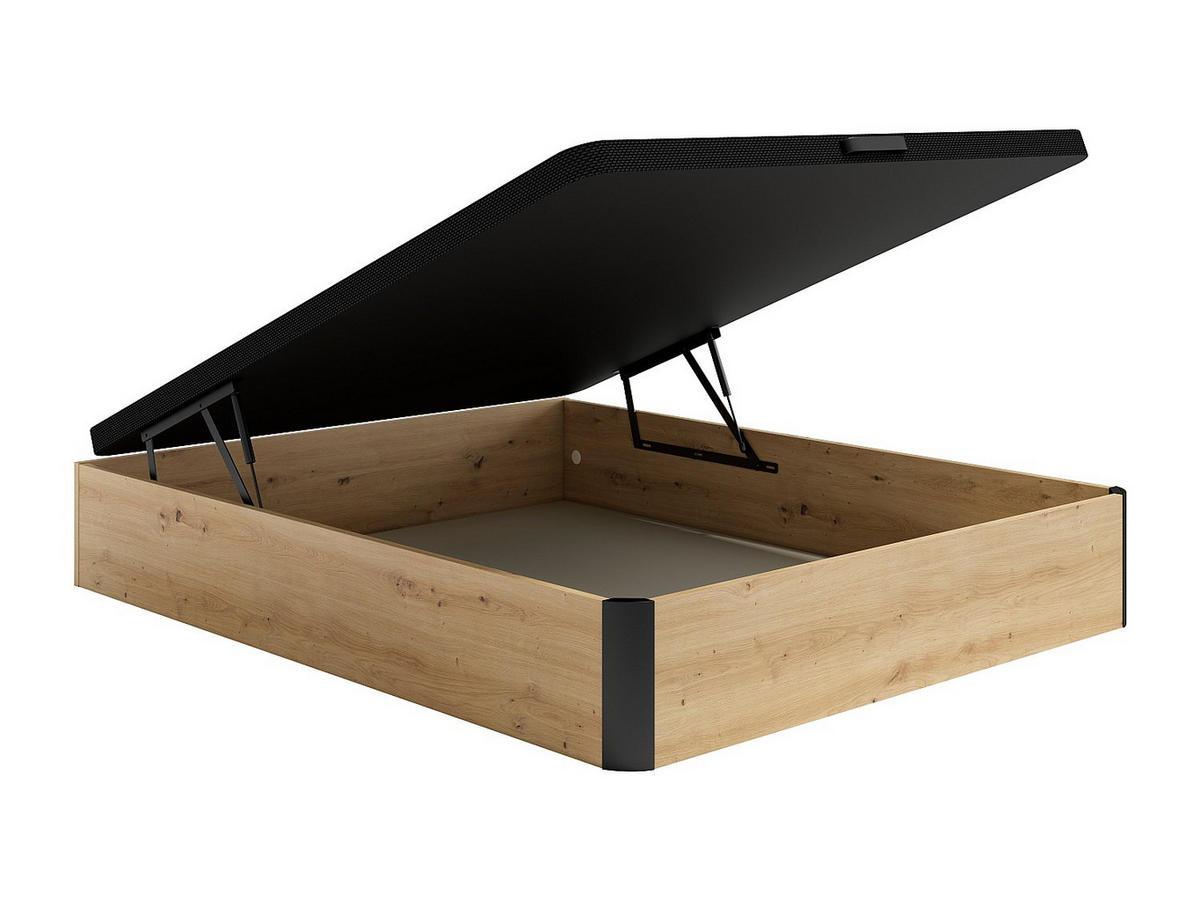 BETTGESTELL mit Bettkasten - 2 Personen - Holz, Platte - Schwarz, Naturfarben Hell - Schwarz/Naturfarben, Holz (140/200cm) - Vente-Unique