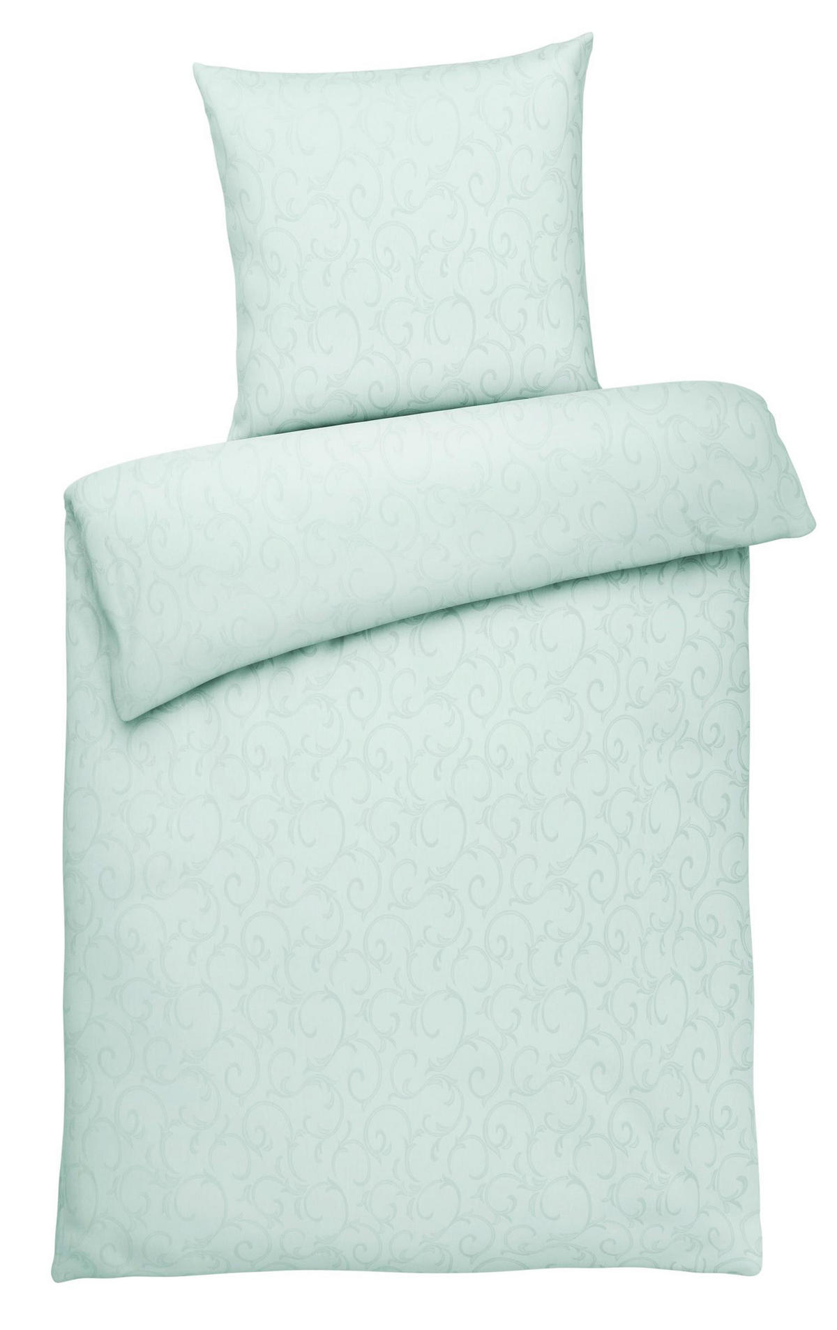 DAMAST-BETTWÄSCHE 155x220 Mako Brokat Bettbezug Ornamente Muster Mint Grün - Made in Germany - Mintgrün, Textil (155/220cm) - Carpe Sonno