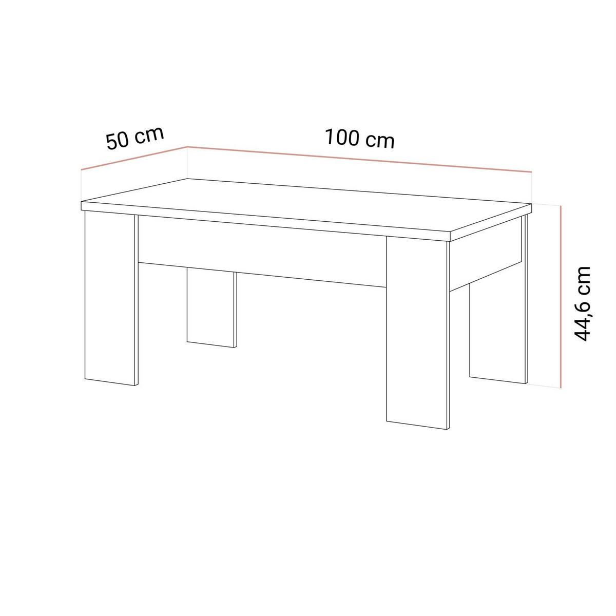 COUCHTISCH APERTO ausklappbar - Hellgrau, Holzwerkstoff (100/45/50cm) - Lookway