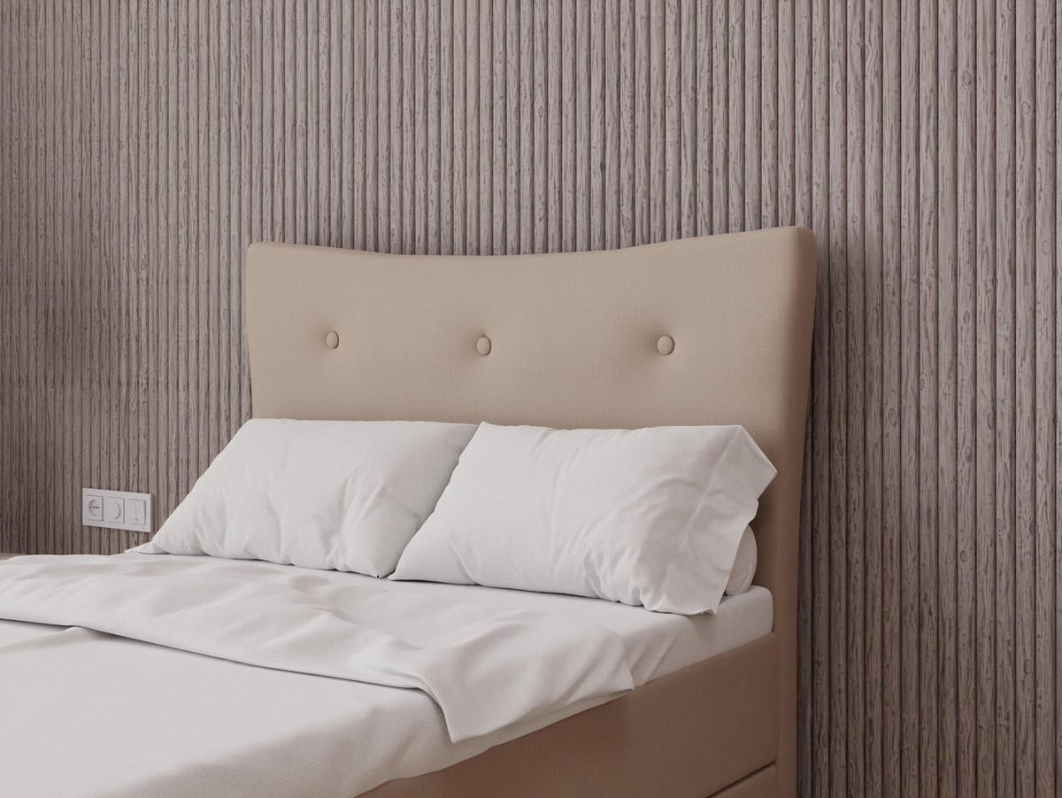 BOXBETT Nevada 120x200 cm Polsterbett mit hochwertiger Bonell-Matratze und Topper - cappuccino - Cappuccino, Holz (120/200cm) - Panda Möbel