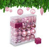 WEIHNACHTSKUGELN-SET 110-tlg. - Rosa, Kunststoff (8/9/8cm) - Relaxdays