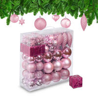 WEIHNACHTSKUGELN-SET 110-tlg. - Rosa, Kunststoff (8/9/8cm) - Relaxdays