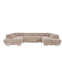 WOHNLANDSCHAFT Luis U mit Schlaffunktion und Bettkasten, 340 cm, Braun - Braun/Grau, Textil/Metall (340/88/205cm) - AN-Moebel 4u