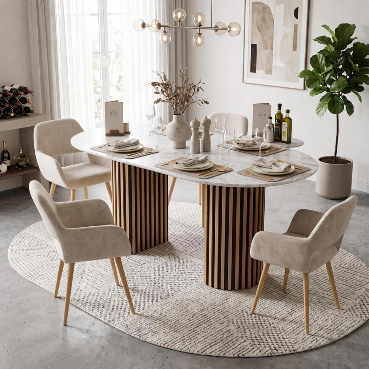 ESSZIMMERSTÜHLE 4er-Set, gepolsterte Sitzfläche aus Stoff, Metallbeine, Beige - Beige, Textil/Metall (54.5/78/53cm) - Meubles Cosy