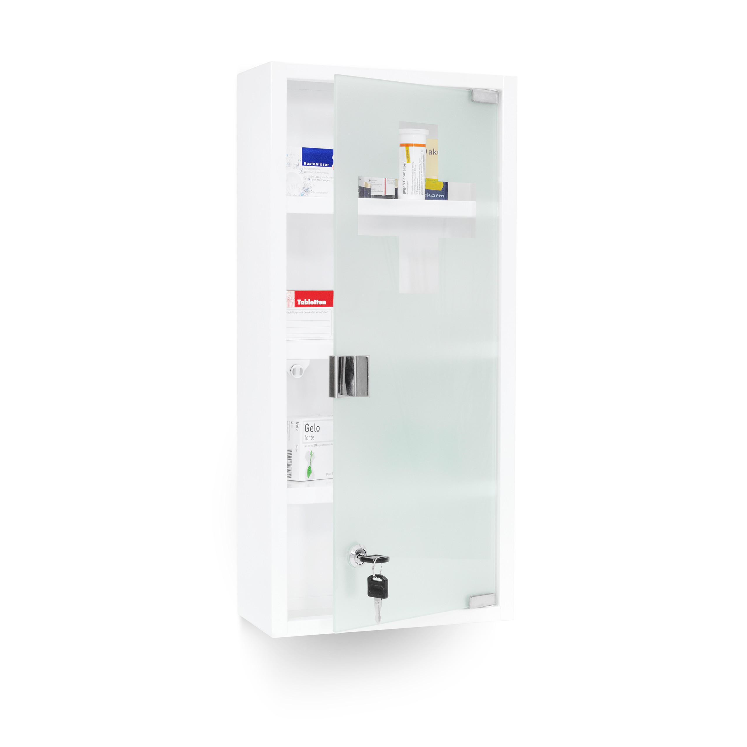 MEDIZINSCHRANK XXL - Weiß, Glas/Metall (27/57/12cm) - Relaxdays