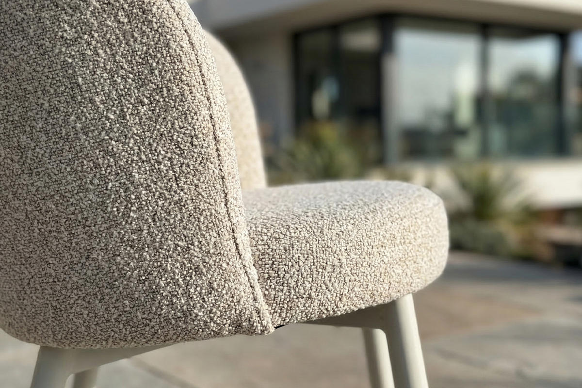 GARTEN-ESSGRUPPE INDUS 7ER SET Cremeweiß Keramik, Flachgewebe - Creme, Keramik - KAWOLA