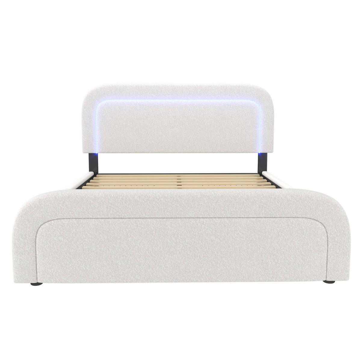 POLSTERBETT 160/200 cm Weiß mit LED, 4 Schubladen und USB- und Type-C-Anschlüssen - Weiß, Textil (160/200cm) - Flora Grace