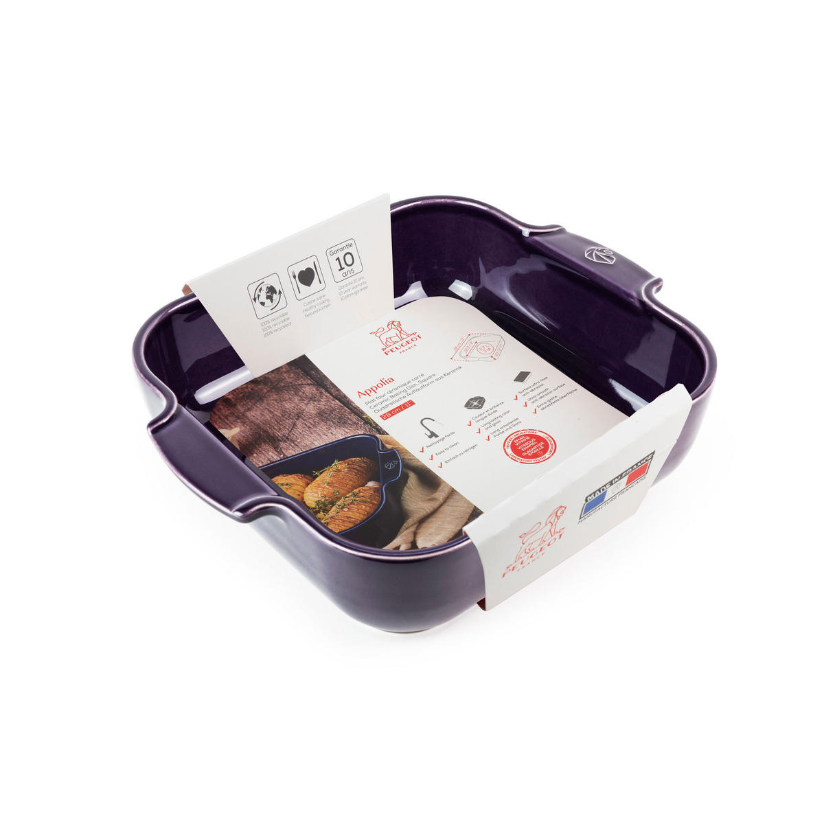 AUFLAUFFORM Keramik Appolia 28cm Quadratisch Aubergine Spülmaschinenfest - Lila, Keramik (23.7/28/7.1cm) - PEUGEOT