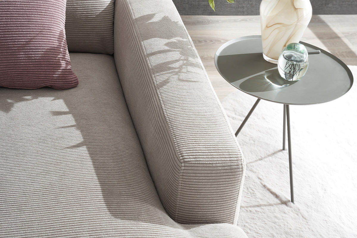 LONGSEAT CARA Beige Cord - Beige/Schwarz, Textil/Metall (132/84/170cm) - KAWOLA