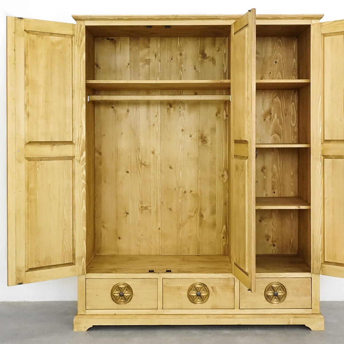 KLEIDERSCHRANK aus Massivholz JAGNA - Honig, Holz (159/200/65cm) - Seart