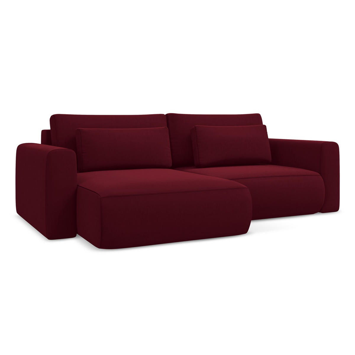 ECKSOFA mit Schlaffunktion Samt Stoff Rot - Bordeaux/Rot, Kunststoff/Textil (149/240cm) - LaMiaSofa