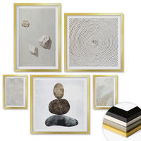 WANDBILDER 5er Set - 50x50 cm & 20x30 cm & 40x60 cm Goldrahmen - Sandsteine moderne Farbe - Goldfarben, Kunststoff (40/60cm) - ArtPrintCave