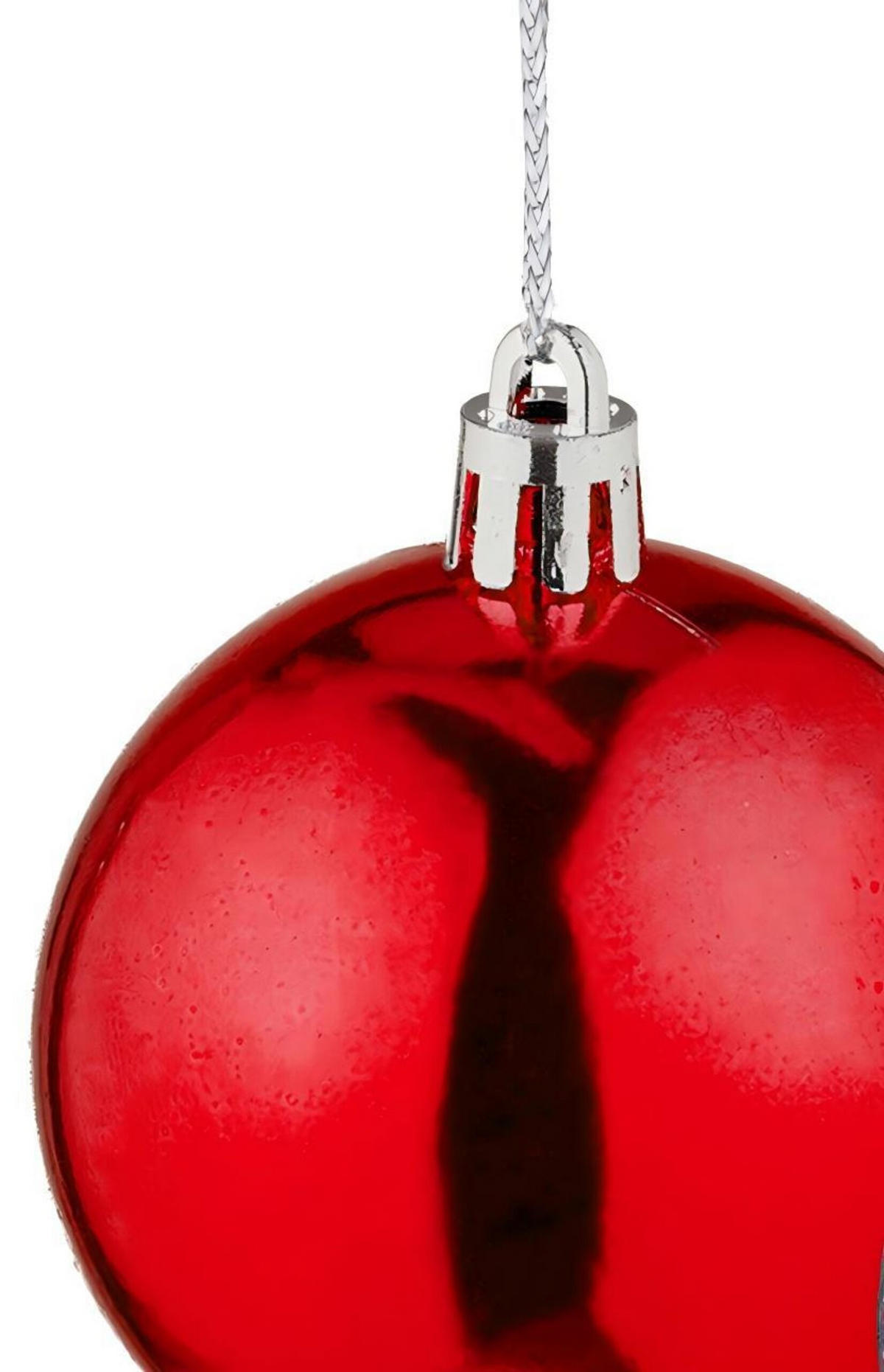 100XWEIHNACHTSKUGELN - Rot, Kunststoff (6/7/6cm) - Relaxdays