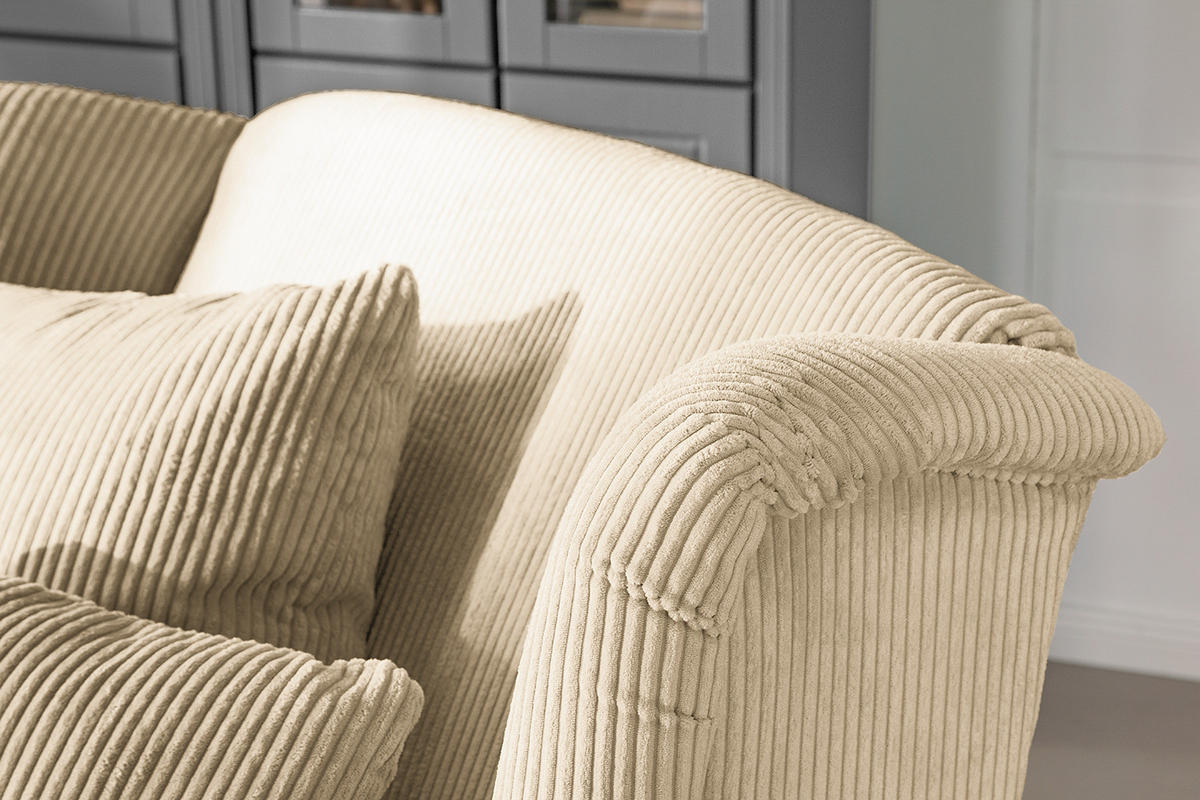 XXL SESSEL - Cord - Creme, Holz/Textil (135/100/128cm) - home24