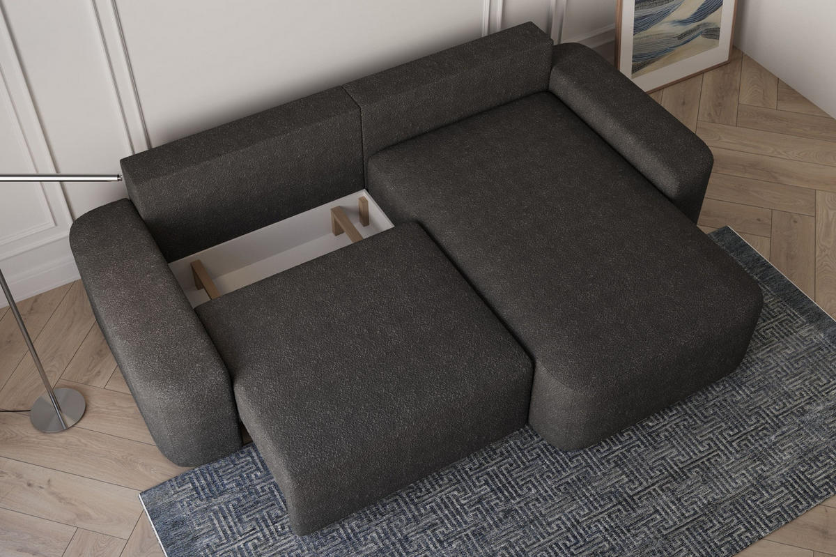ECKSOFA - Universale Ecksofa Lisbon - Schwarz (Anthology 19) - Schwarz, Holzwerkstoff (270/180cm) - Möblo