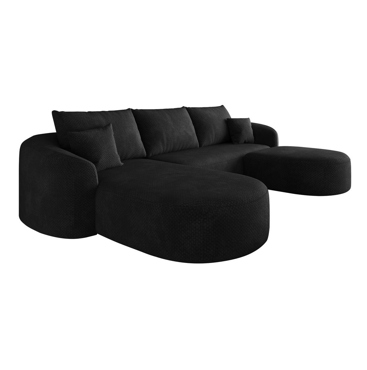ECKSOFA 266/168/85 cm schwarz aus Stoff ohne Montage - Schwarz, Textil (168/266cm) - OKWISH