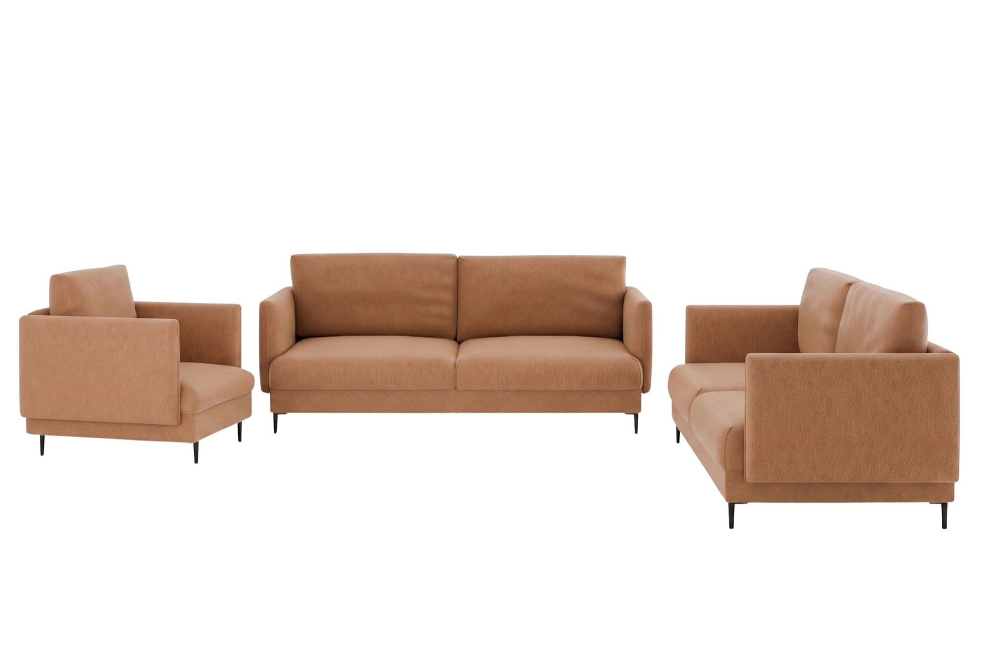 SOFASET Helmer 3-2-1 In Stoff Vibe - Orange, Holzwerkstoff/Textil (226/95/95cm) - Fun Möbel