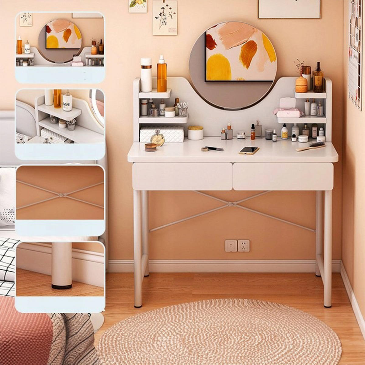 SCHMINKTISCH, weiß 40/80/125,5 cm - Weiß, Holzwerkstoff (40/125.5/80cm)