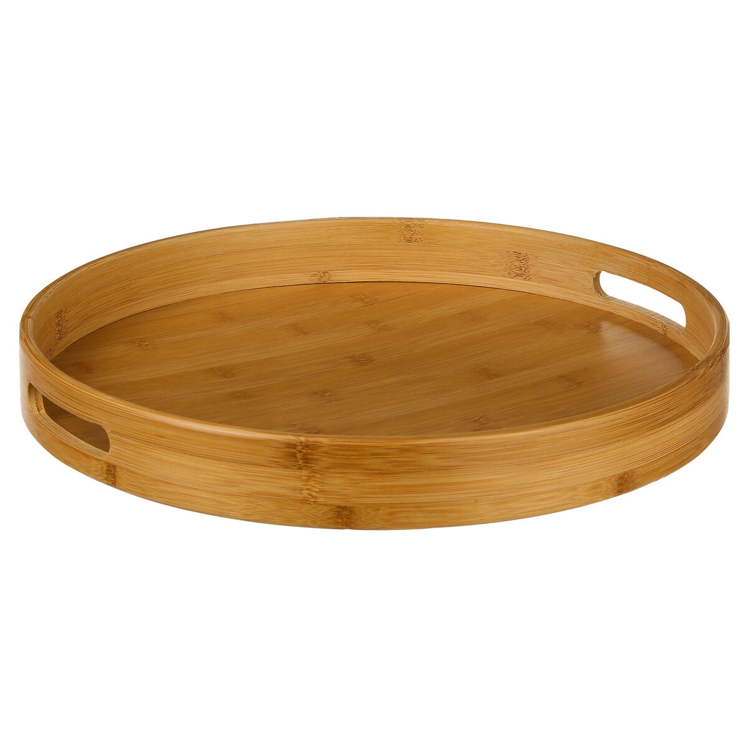 SERVIERTABLETT rund mit Griffen, Bambus, Braun, 40 cm - Braun, Holz (40/5/40cm) - 5five Simply Smart