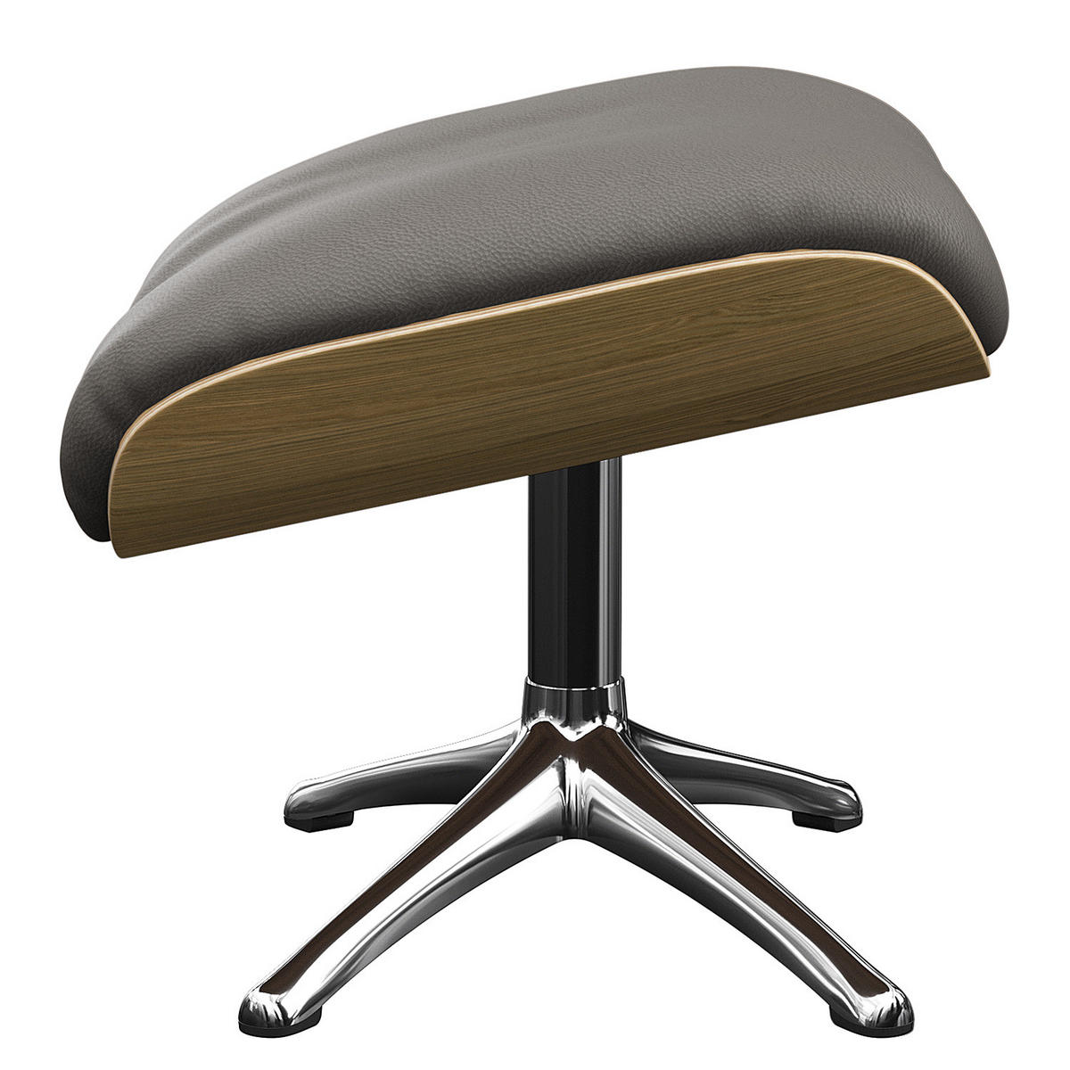 POLSTERHOCKER - Echtleder - Chromfarben/Grau, Leder/Metall (49/39/44cm) - home24