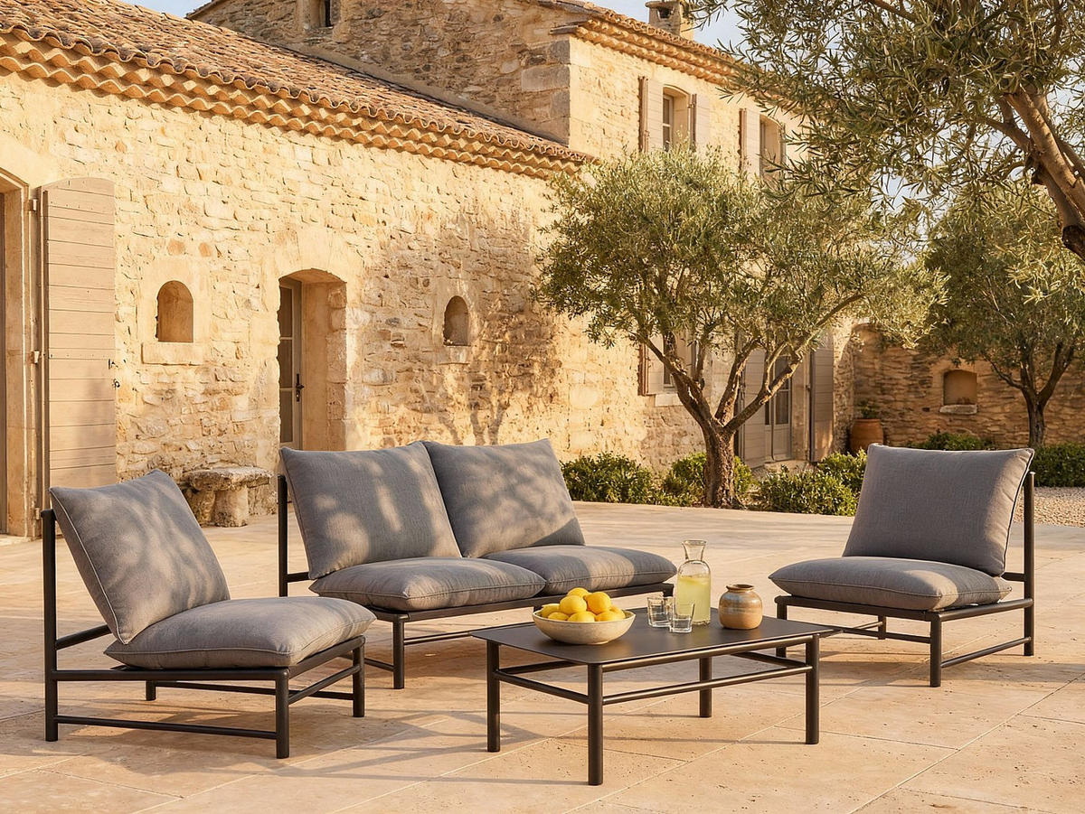 GARTENSITZGRUPPE im Set - 4 -Sitzer - Aluminium - anthrazitgrau - LISMO - Anthrazit, Metall - Vente-Unique