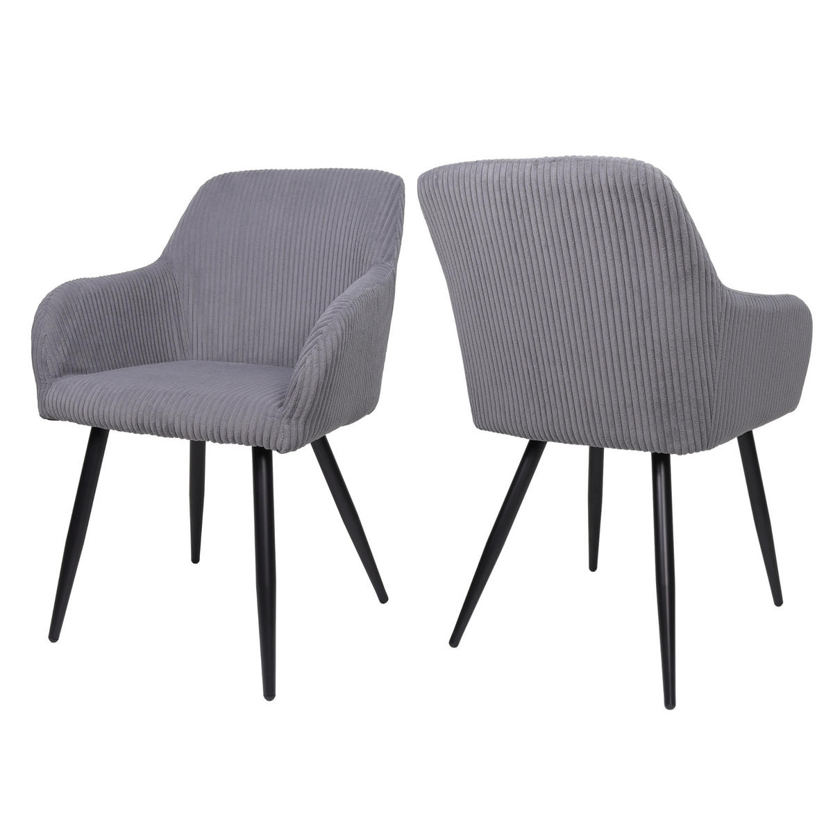 ESSZIMMERSTUHL SILA Grau 2er-Set, Cord Bezug - Grau, Textil (56/84/60cm)