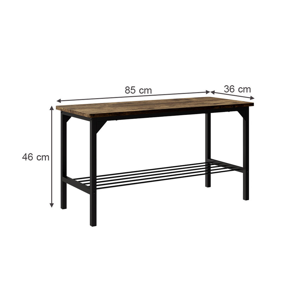 SITZBANK Fyrk Schwarz/Eiche rustikal 85 x 36 cm - Wildeiche/Schwarz, Holzwerkstoff (85/46/36cm) - Vicco