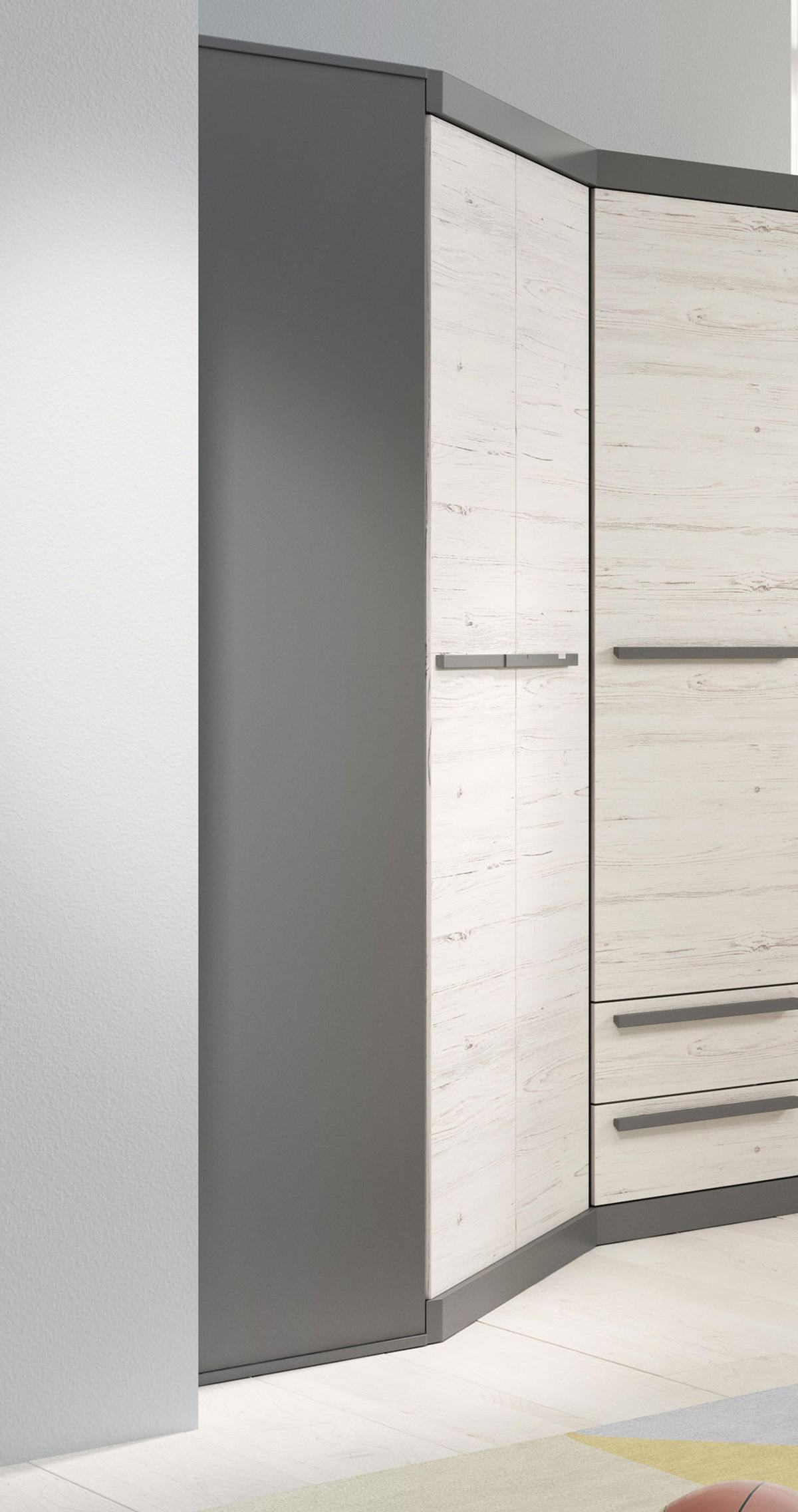 ECKSCHRANK Trend graphit / Andersen Kiefer 93 / 93 / 194cm - Graphitfarben/Kieferfarben, Holz/Holzwerkstoff (93/194/93cm) - Feldmann-Wohnen