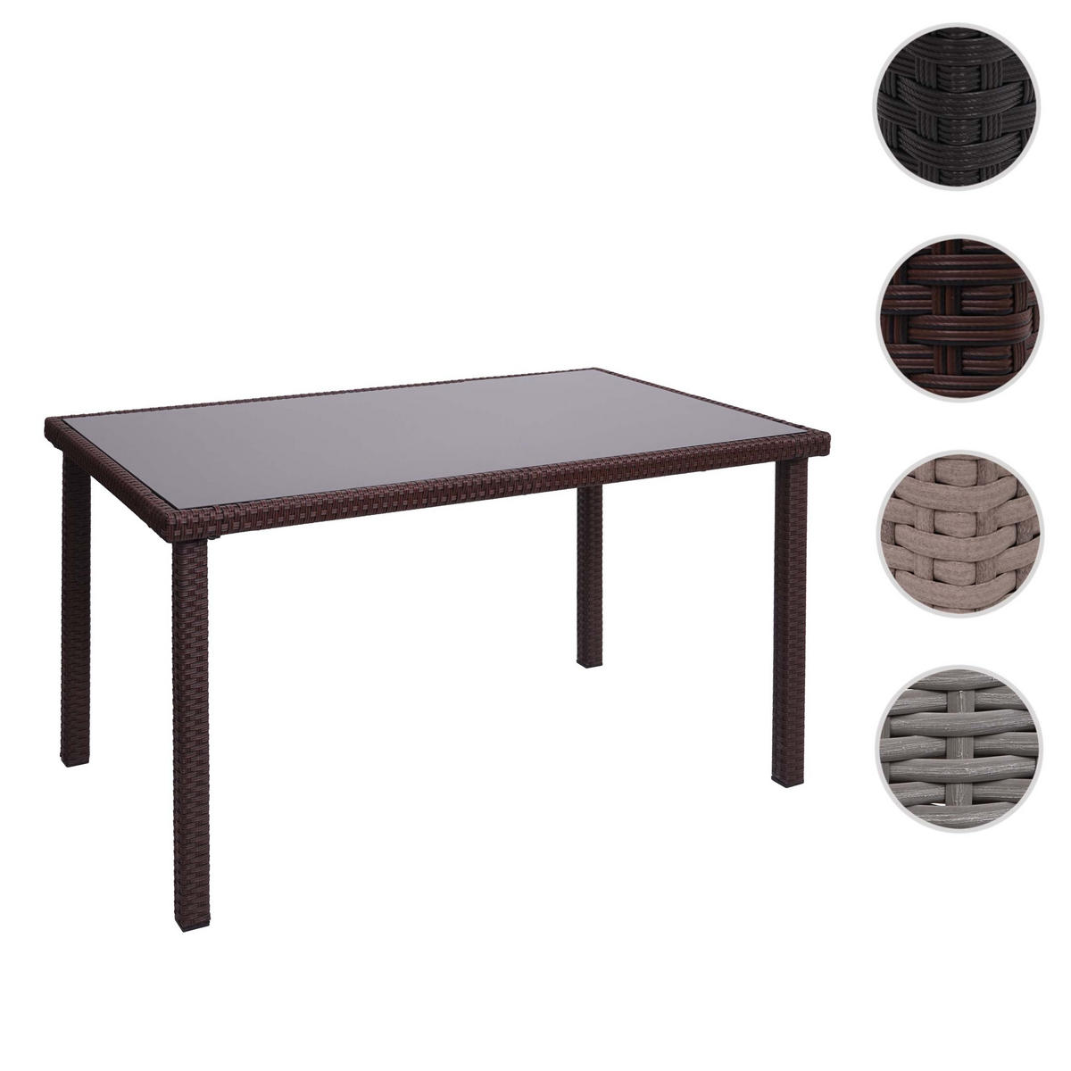 POLY-RATTAN TISCH rechteck Braun - Braun, Kunststoff (75/120/71cm) - MCW