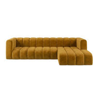 ECKSOFA Modulares In L-Form, Velvet-Stoff Riviera, Senffarbe, Rechts, GRAND 318 cm - Gelb, Holz (318/179cm) - Kaiser Möbel