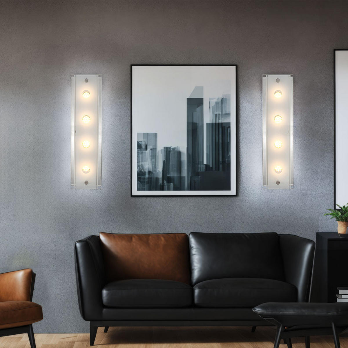 LED WANDLEUCHTE KADIRA Silber Glas satiniert - Silberfarben, Glas (9/6.5/33cm) - Globo Lighting