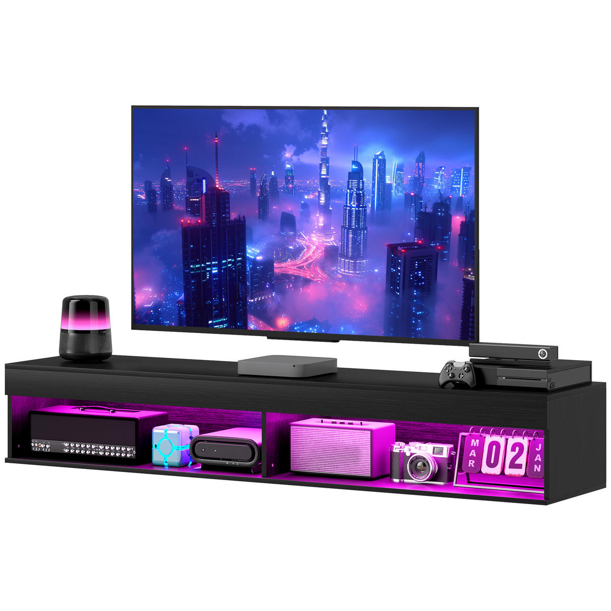 TV-MÖBEL Schwarz 1 Stück - Schwarz, Holzwerkstoff (180/30/40cm) - GiPP