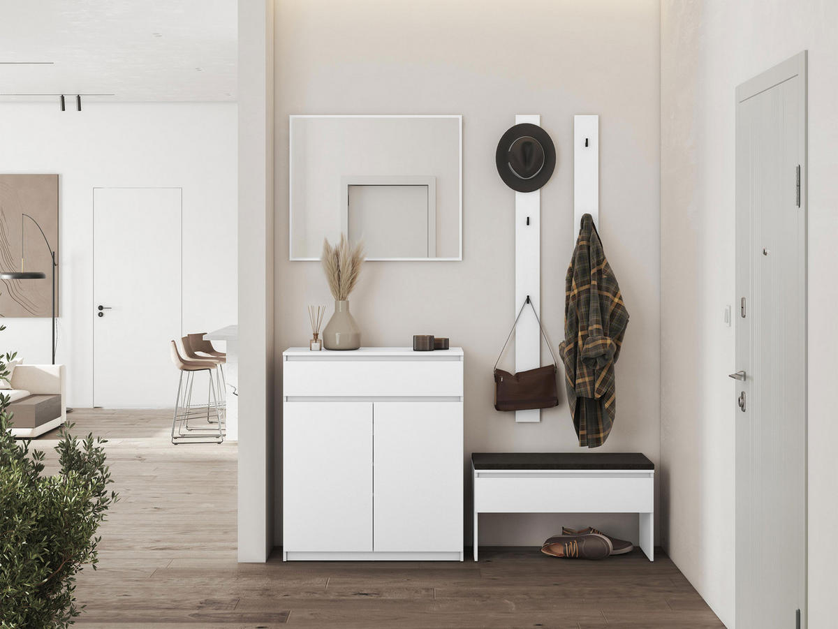 GARDEROBE-SET Simply I - Weiß, Holzwerkstoff (92/107/40cm) - MIRJAN24