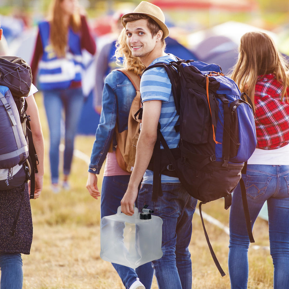 4XWASSERKANISTER - Transparent, Kunststoff/Textil (25/30/25cm) - Relaxdays