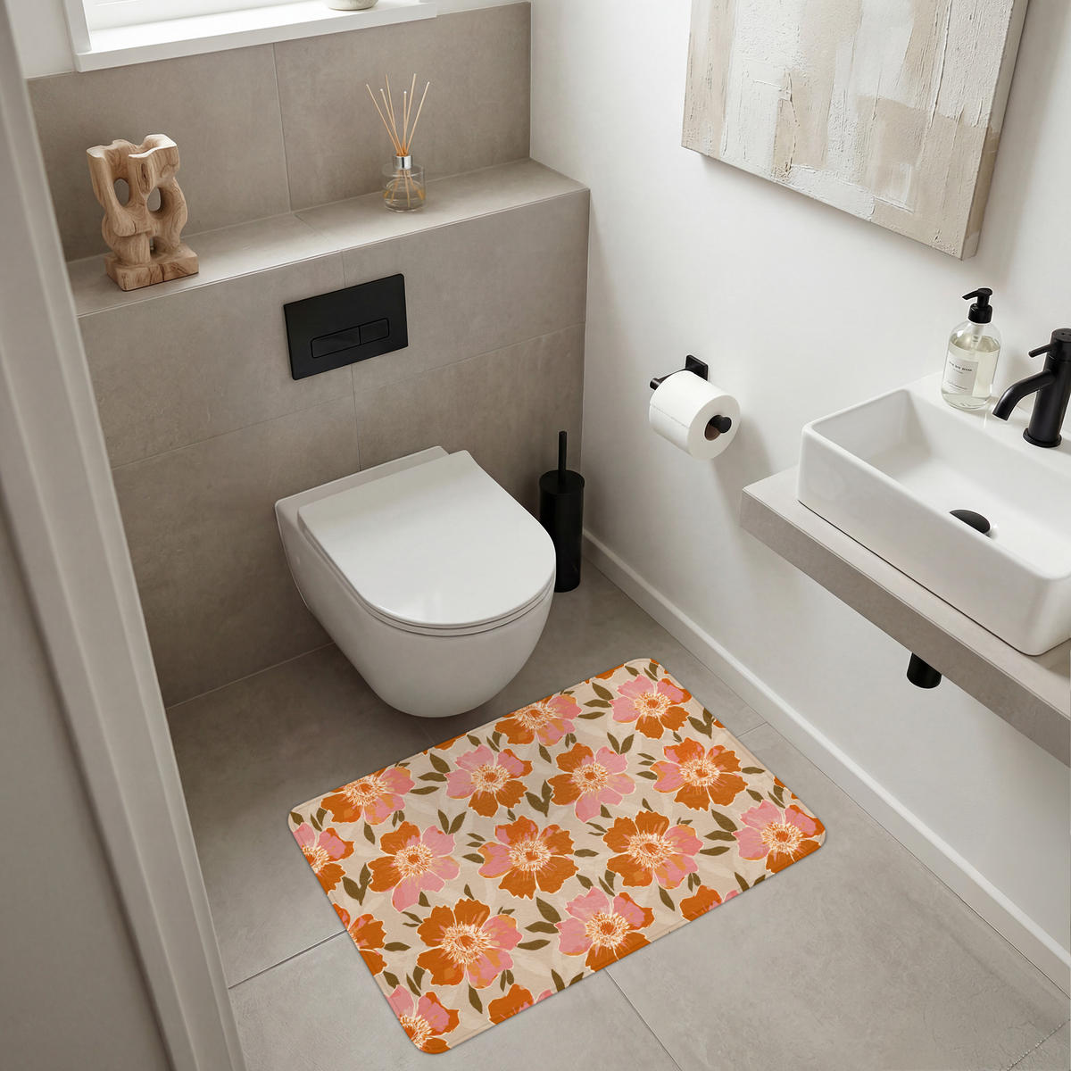 KÚPEĽŇOVÁ PREDLOŽKA Kvety - Motív - Retro 90x60 cm - viacfarebná, textil/plast (90/60cm) - OnlyWow