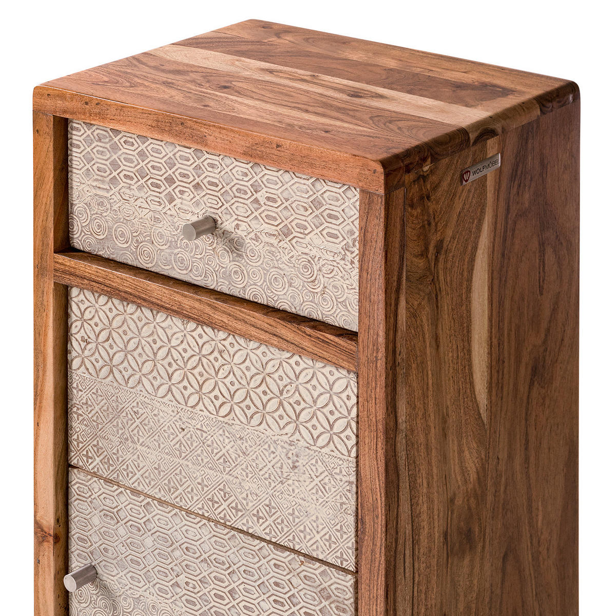 MASSIVER UNTERSCHRANK - Akazie massiv - Ecru / Akazie - Akaziefarben, Holz/Metall (38/92/30cm) - home24